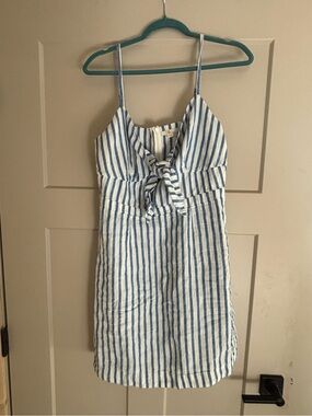 Linen Blue and White Striped Dress
